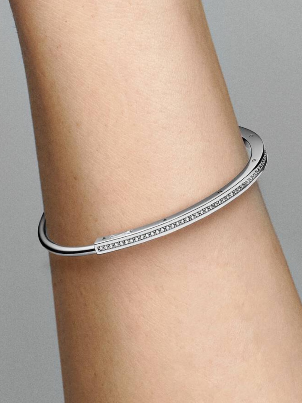 Pandora Signature I-D Pavé Bangle in Sterling Silver, 925